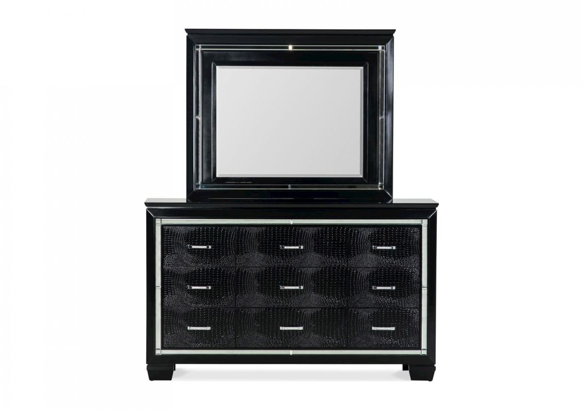 Buy Allura Black Dresser & Mirror with LED Lights Part B19165/6