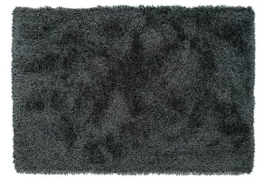 Grey Black Solid Shag Area Rug