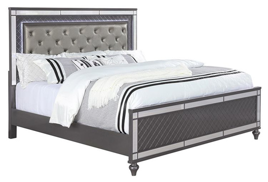 Picture of Refino  Grey King  3 PC Bed  with LED Lights