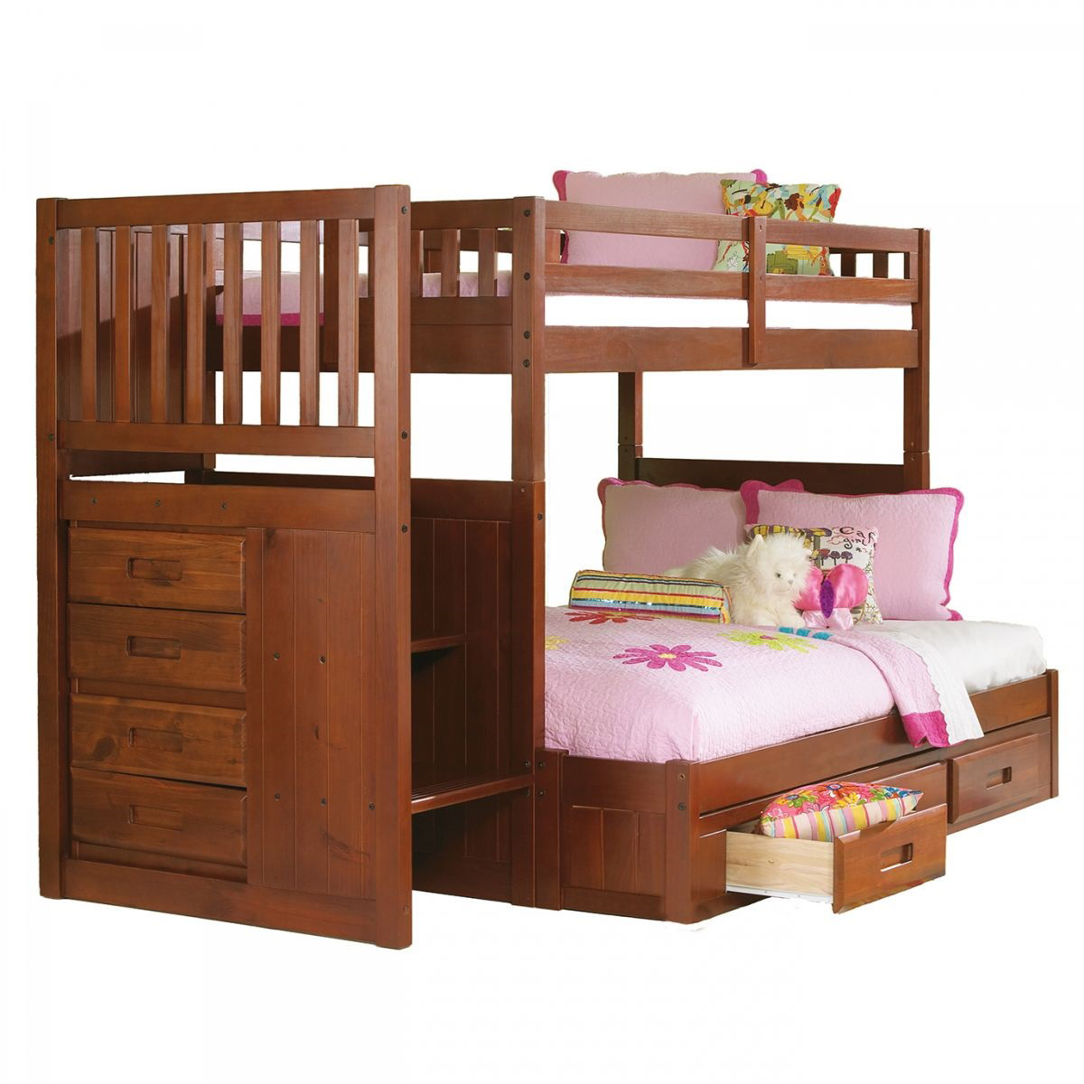 twin bed with stairs and drawers