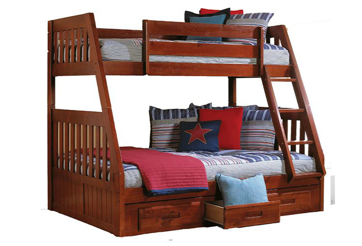twin bunk bed with full on bottom