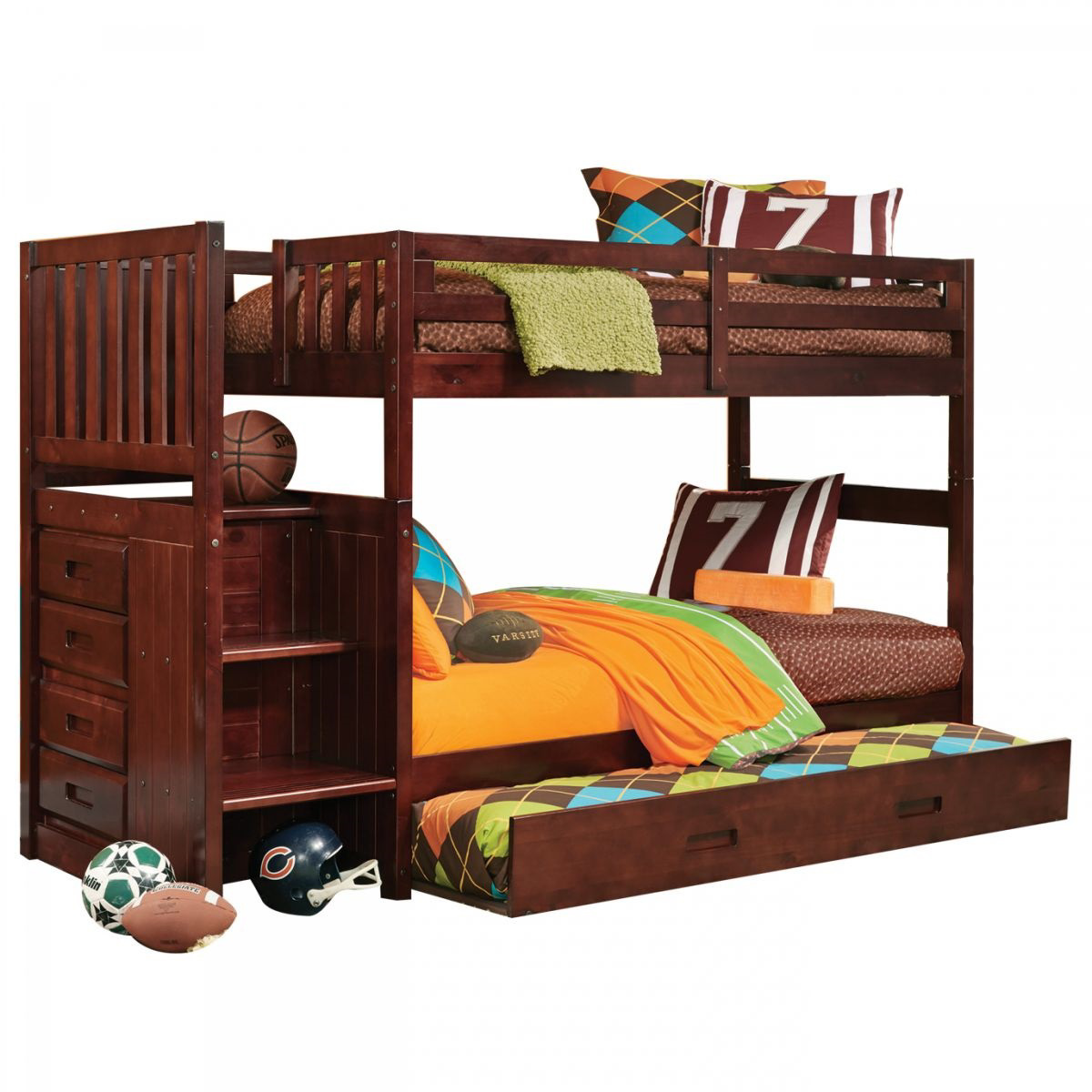Forrester Twin Staircase Bunk Bed, Twin Bunk Beds With Storage Stairs