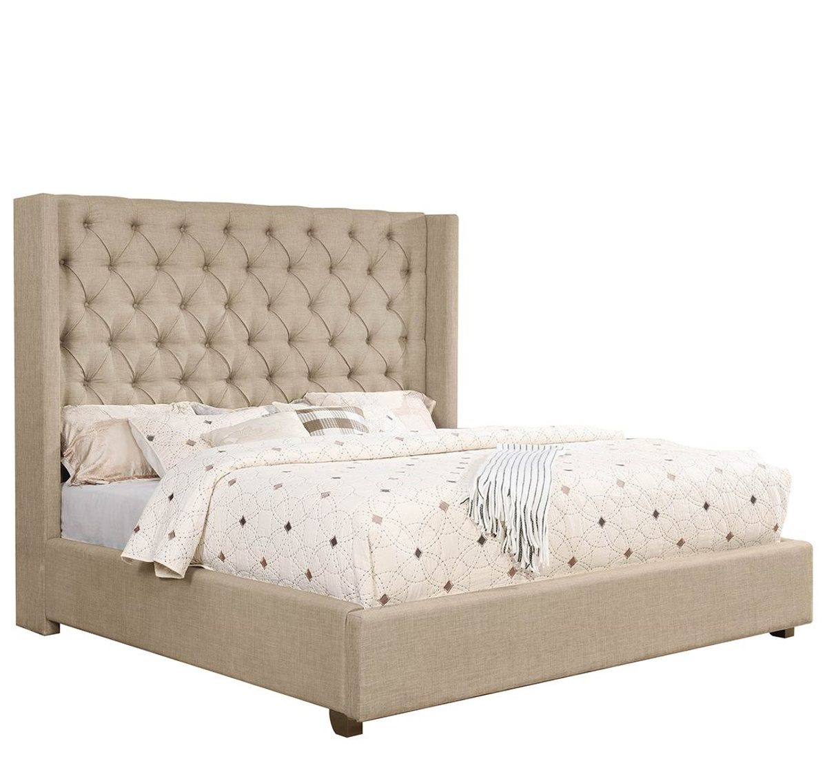 Brooks Beige Upholstered Queen Bed