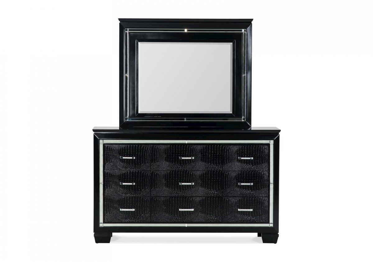 black dressing table mirror with lights