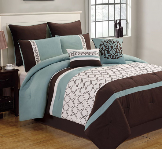 Picture of Teagan Brown and Teal Queen 8PC Comforter set