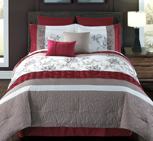 Picture of Eloise Red 8 PC Queen Comforter Set