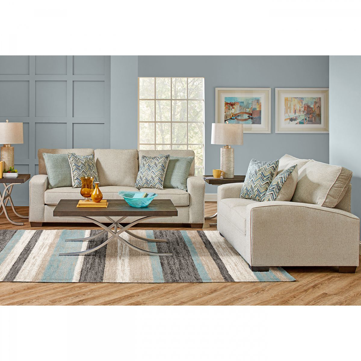 Spa Cream Sofa Loveseat