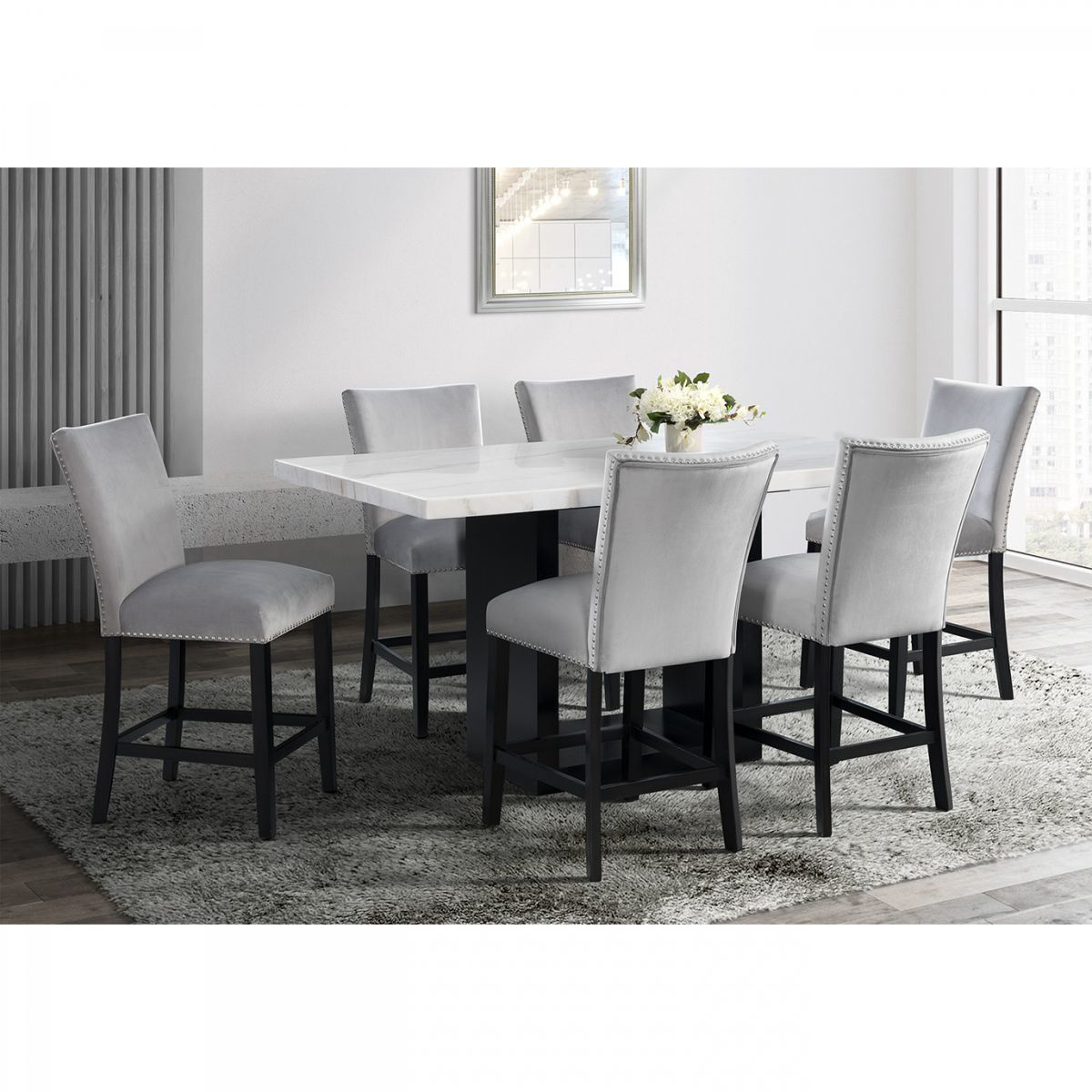 Picture of Valentino Gray 5 PC Counter Height Dining Room