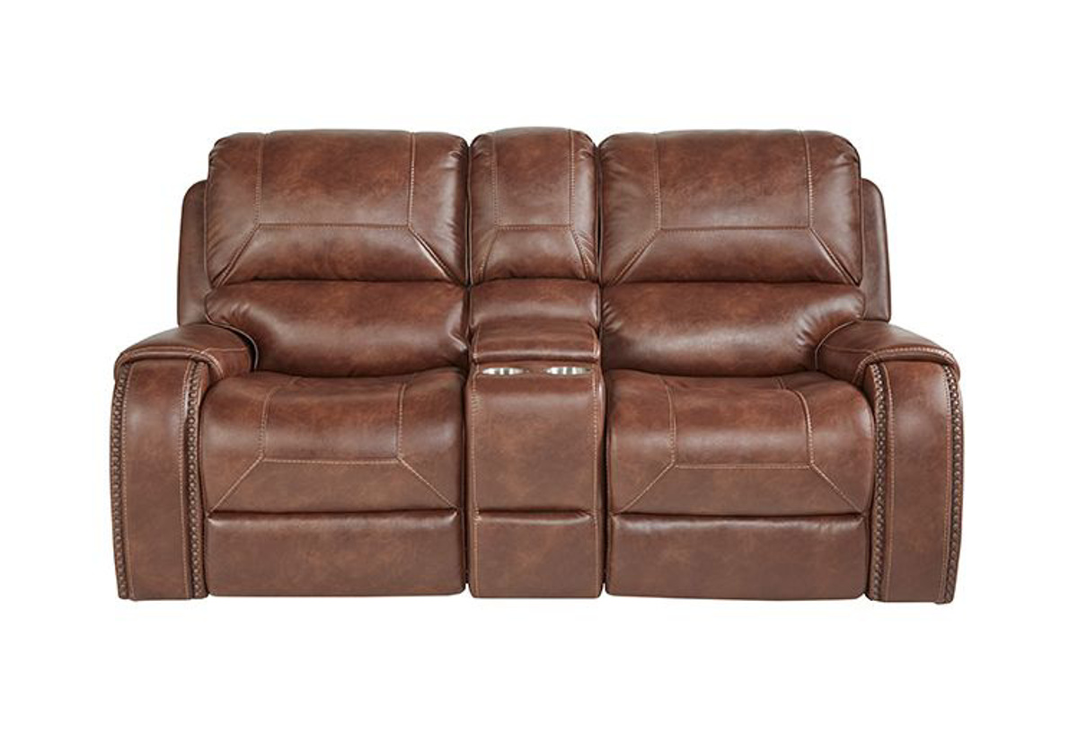 Picture of Wescott Brown Reclining Console Loveseat