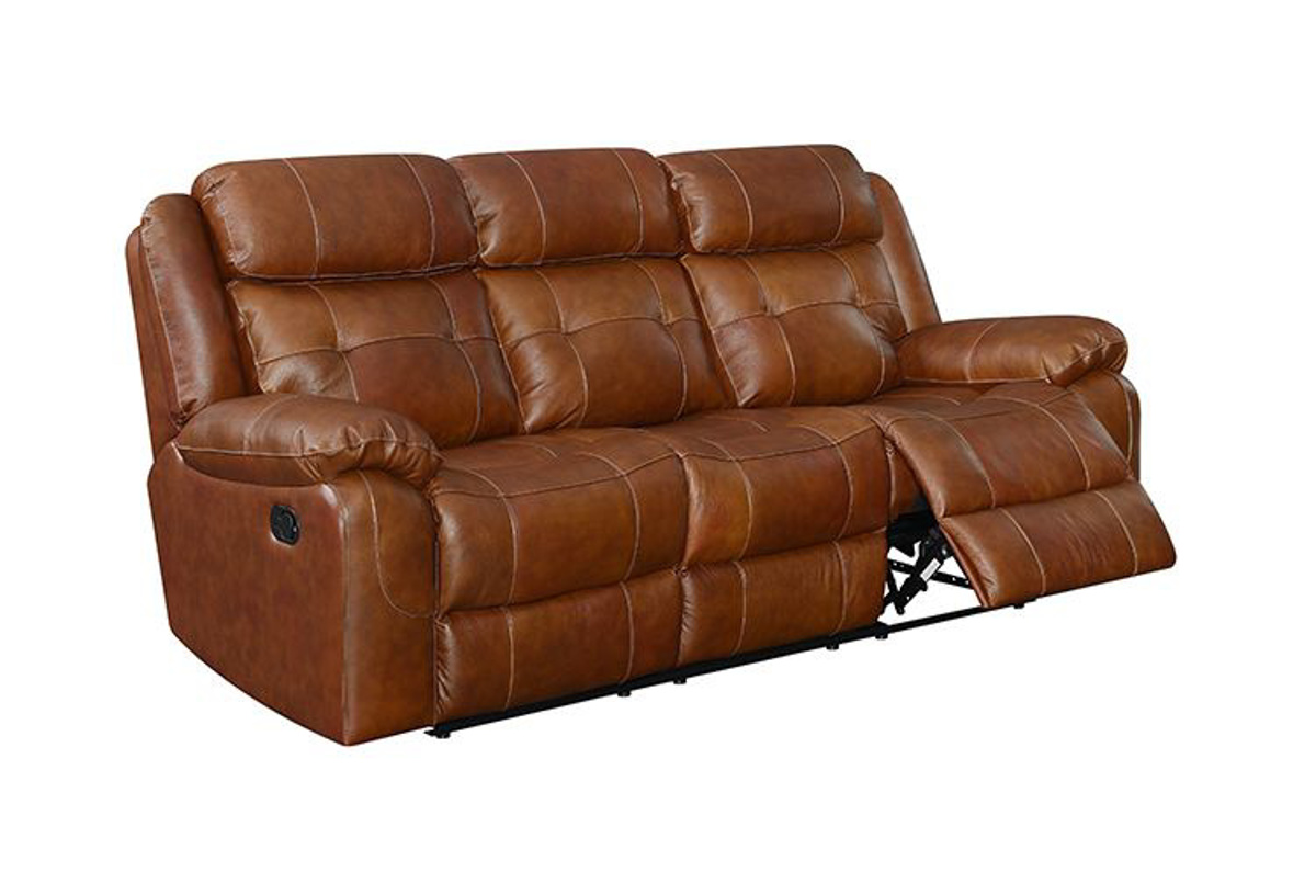 Halston Saddle Leather Reclining Sofa, Tan Leather Recliner Sofa Set