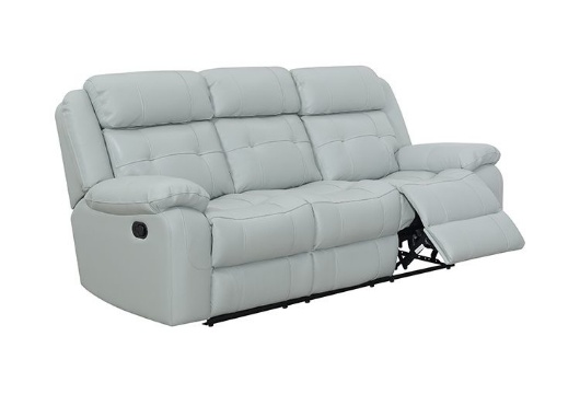 Picture of Halston Pale Aqua Leather Reclining Sofa and Console Loveseat