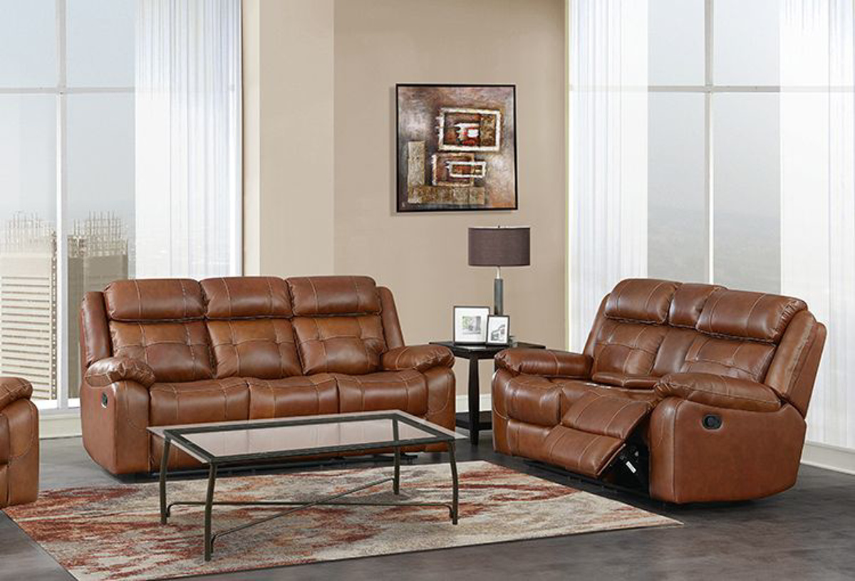 Halston Saddle Leather Reclining Sofa, Light Brown Leather Couch And Loveseat