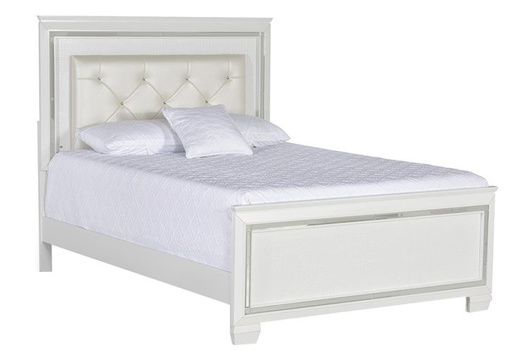 Picture of Allura White 3 PC King Upholstered Bed with LED Backlight