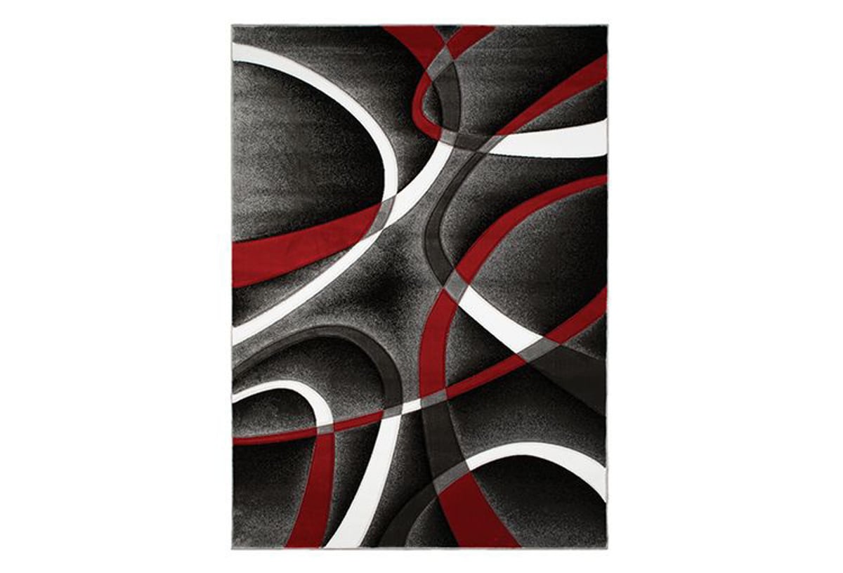 Doah Grey Red Accent Rug Part, Grey Red Rug