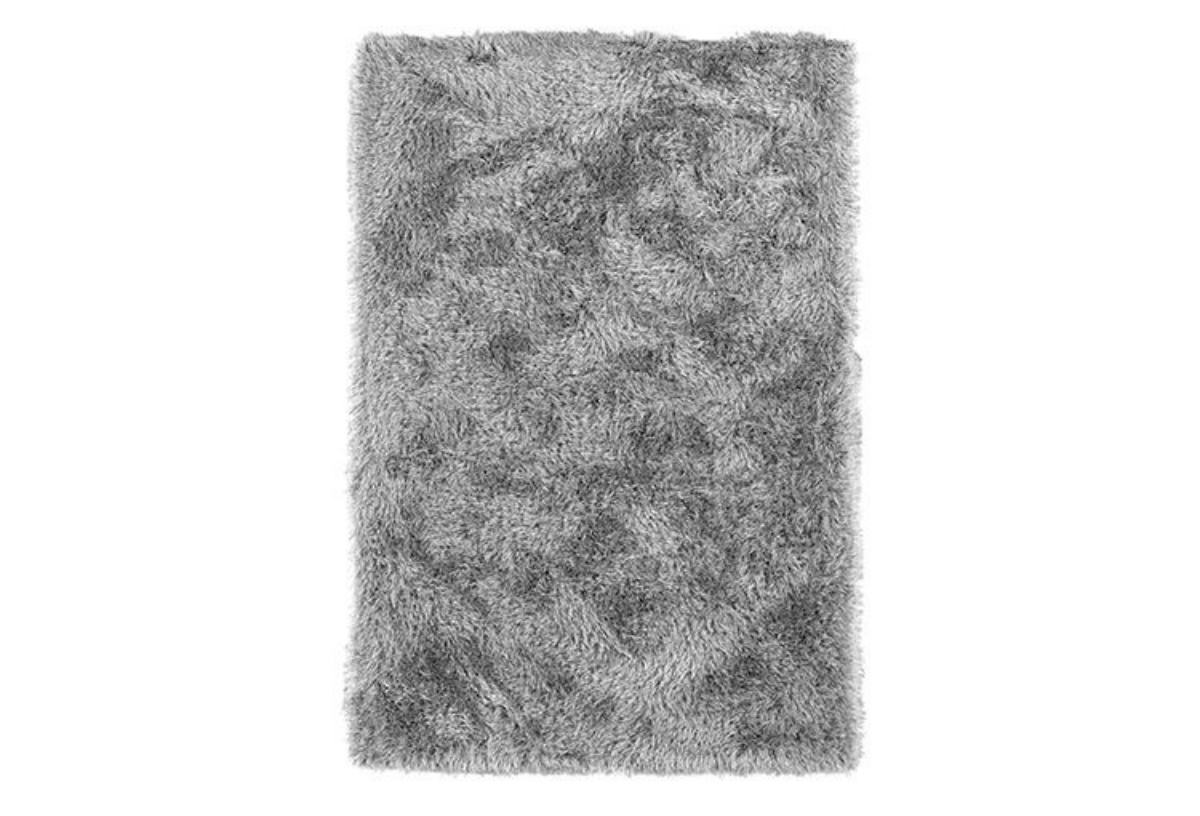 Solid Silver Grey Shag Area Rug