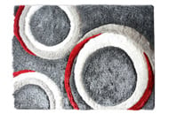 Red Grey Abstract Circle Area Rug