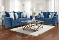 Picture of Velour Blue Sofa & Loveseat