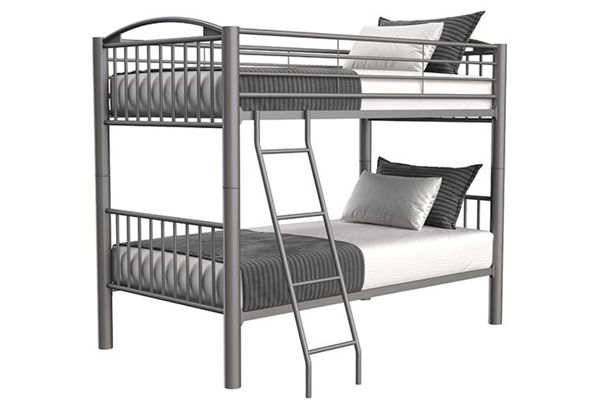 metal bunk beds with mattresses