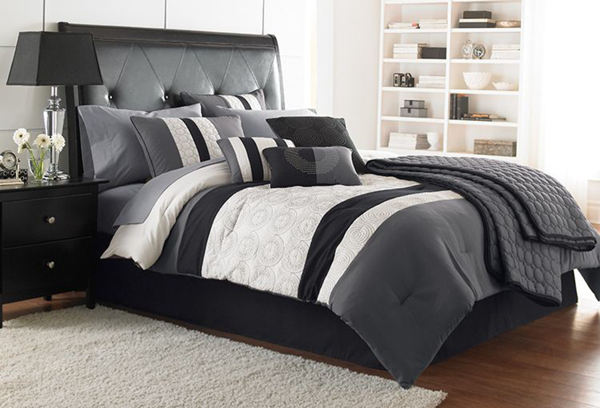 Buy Hartford Black And White 7 Pc Comforter Set Part Badcock