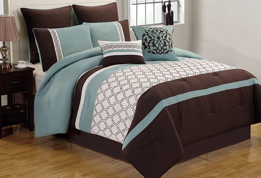 Picture of Teagan Brown and Teal King 8PC Comforter Set