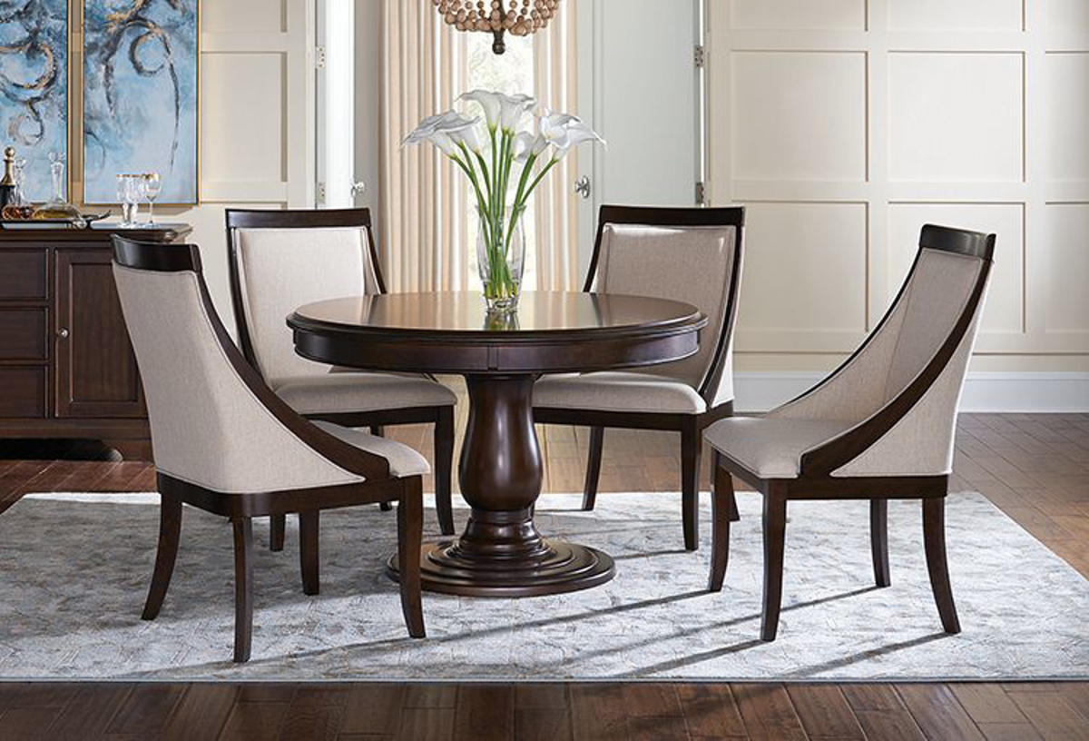 Buy Jolie 5 PC Round Dining Room with Parsons Chairs - Part# | Badcock ...