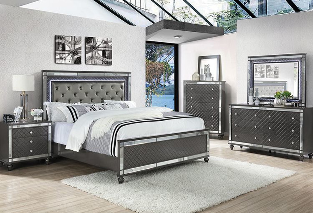 refino grey 5 pc queen bedroom set