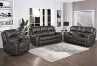 Picture of Grant Grey Leather Dual Power Reclining Sofa