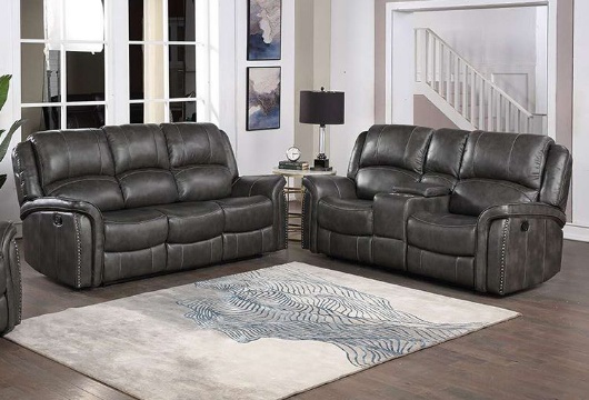 Picture of Grant Grey Leather Reclining Sofa
