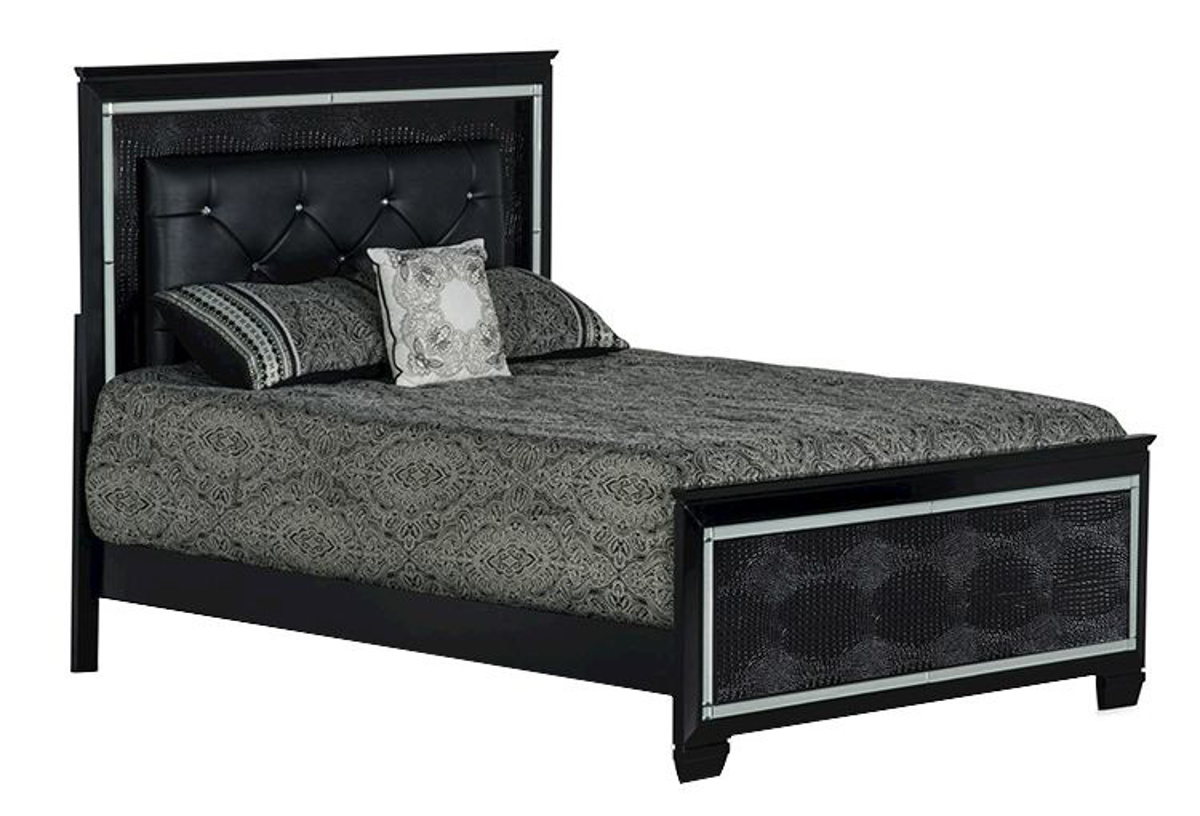 Buy Allura Black 3 Pc Full Upholstered Bed With Led Backlight Part Adultb Badcock More