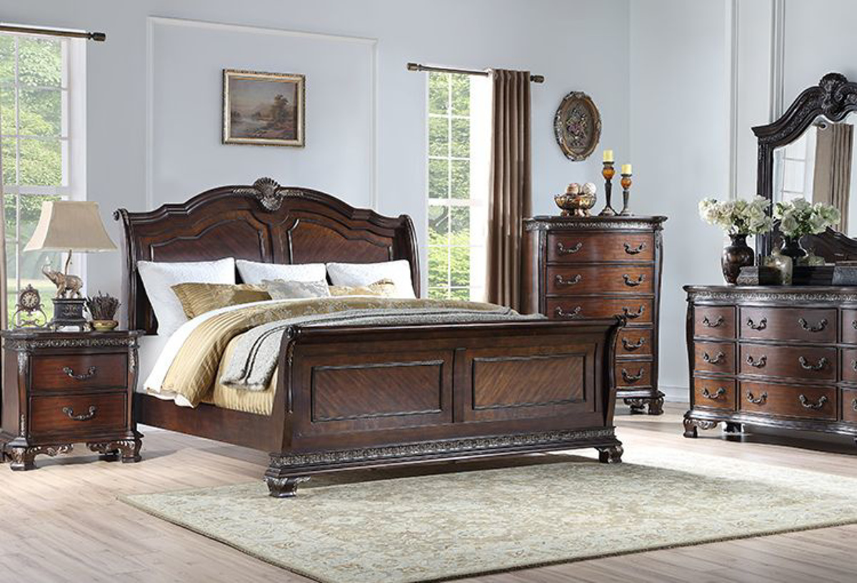 Buy Celeste Cherry 3 PC Queen Sleigh Bed Part B640Q Badcock & More