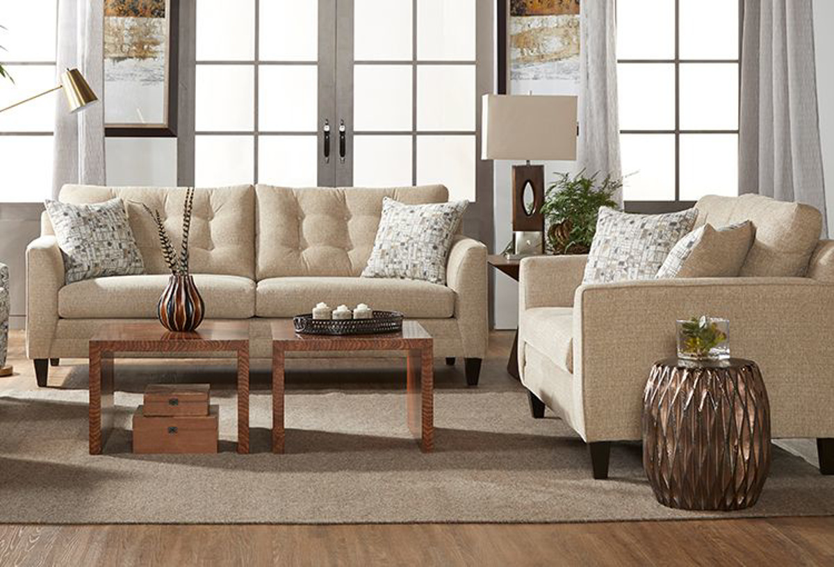 Buy Elise Putty Sofa And Loveseat Part Badcock More