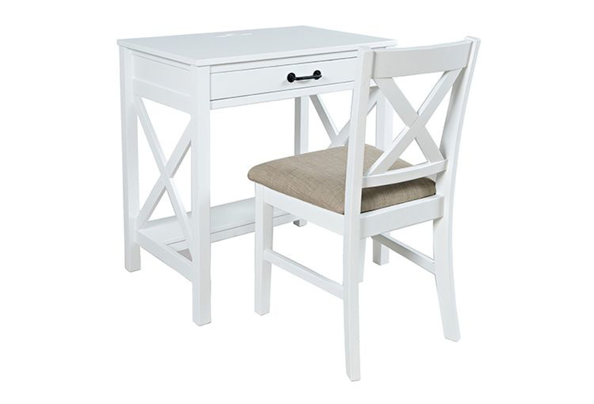 Buy Hobson White Desk Chair W Power Outlet Part 2025 30wh 340whkd Badcock More