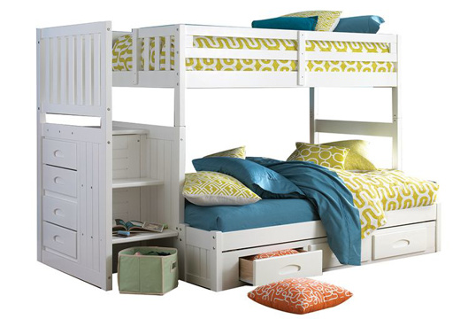 Picture of Forrester White Twin/Full Staircase Bunk Bed