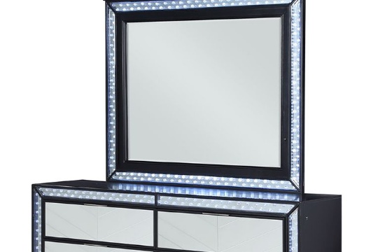 Picture of Reflections Black/Mirror Dresser & Mirror with LED Lights