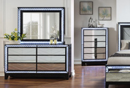 Picture of Reflections Black/Mirror Dresser & Mirror with LED Lights