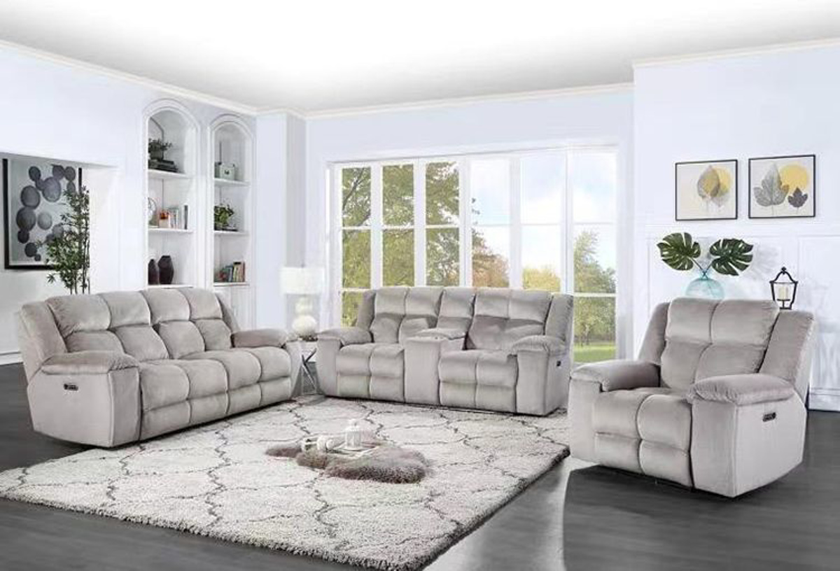 Phoenix Beige Reclining Console Loveseat Badcock & More