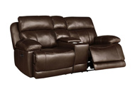 Picture of Kent Chestnut Leather Dual Power Reclining Sofa & Console Loveseat