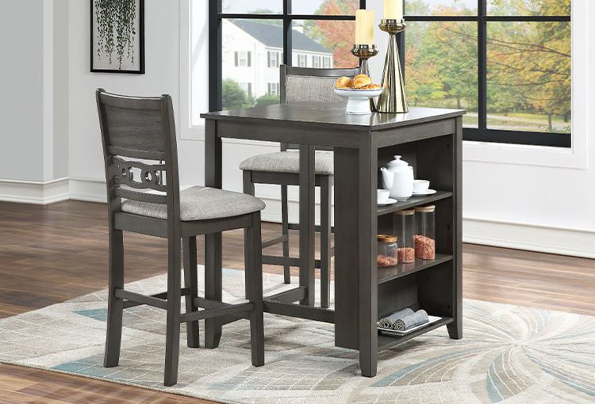 Picture of Gia Grey 3 PC Counter Height Dinette with Shelf