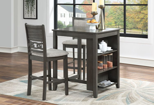 Picture of Gia Grey 3 PC Counter Height Dinette with Shelf