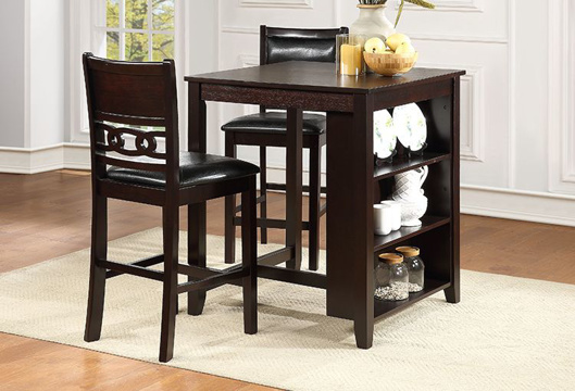 Picture of Gia Ebony 3 PC Counter Height Dinette with Shelf