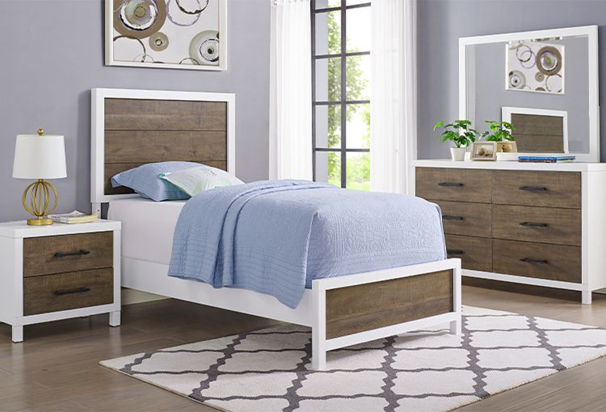 Picture of Daughtrey White/Brown 5 PC Twin Bedroom