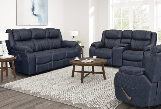 Picture of Luxe Indigo Reclining Sofa & Console Loveseat