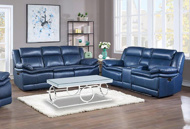 Picture of Vista Blue Leather Reclining Sofa