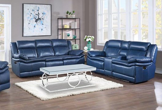 Vista Blue Leather Reclining Sofa, Light Blue Leather Reclining Sofa Set