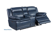 Picture of Vista Blue Leather Reclining Sofa & Console Loveseat