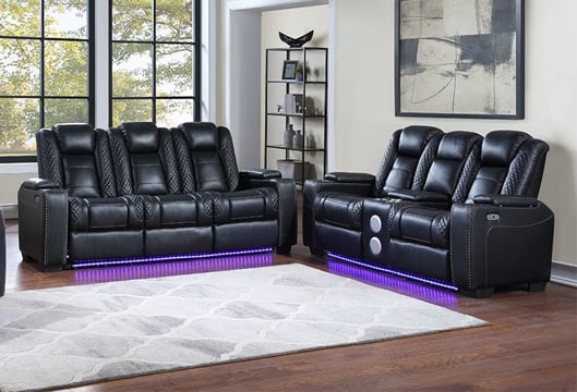 Picture of Transformer Black Power Reclining Loveseat with Bluetooth & LED Lights
