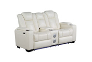 Picture of Transformer White Power Reclining Loveseat with Bluetooth & LED Lights