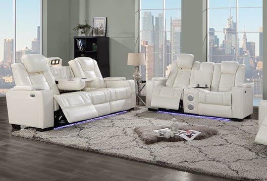 Picture of Transformer White Power Reclining Loveseat with Bluetooth & LED Lights