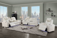 Picture of Transformer White Power Reclining Sofa & Loveseat with Bluetooth