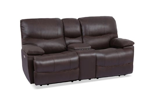 Picture of Dominic Brown Leather Power Reclining Console Loveseat